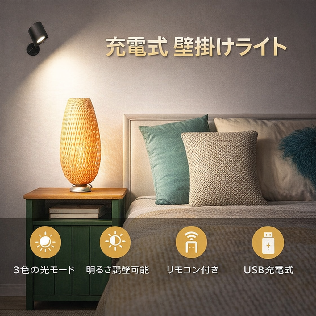 【数量限定】ゆったりライト 壁に穴を開けずに使える やさしい間接照明 貼るだけで設置完了。 工具も、工事も、穴あけも不要。