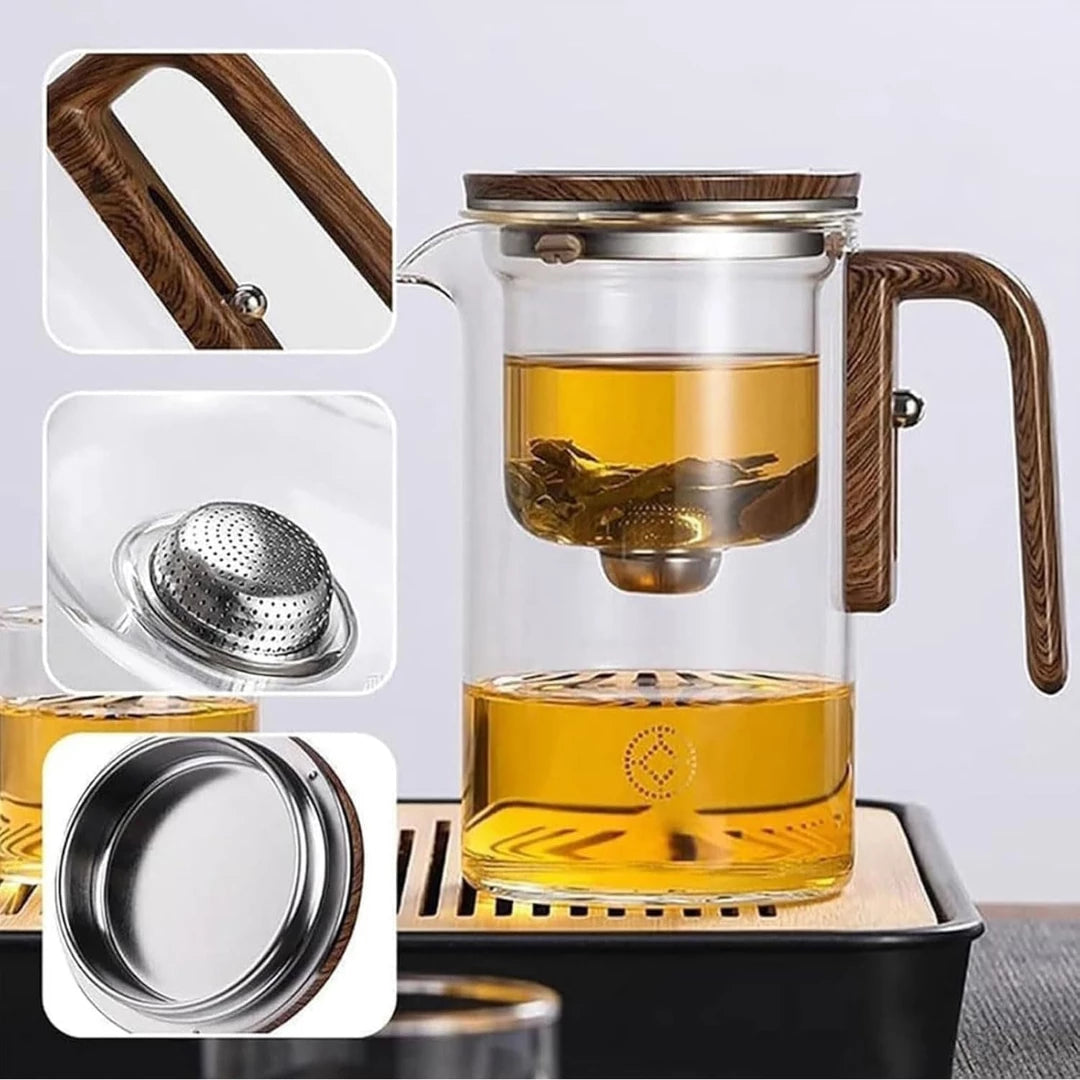 【数量限定】Serenity Tea Pot｜ボタン式ガラスティーポット｜茶葉分離ティーポット